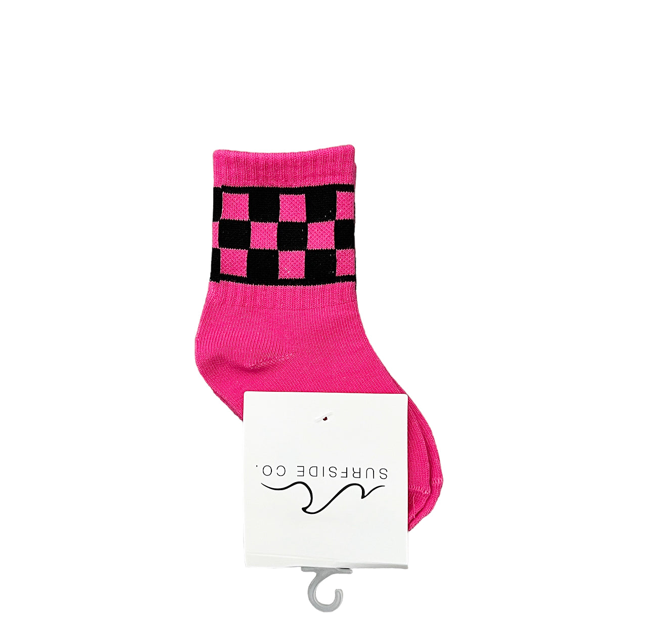 Neon Pink Check Socks