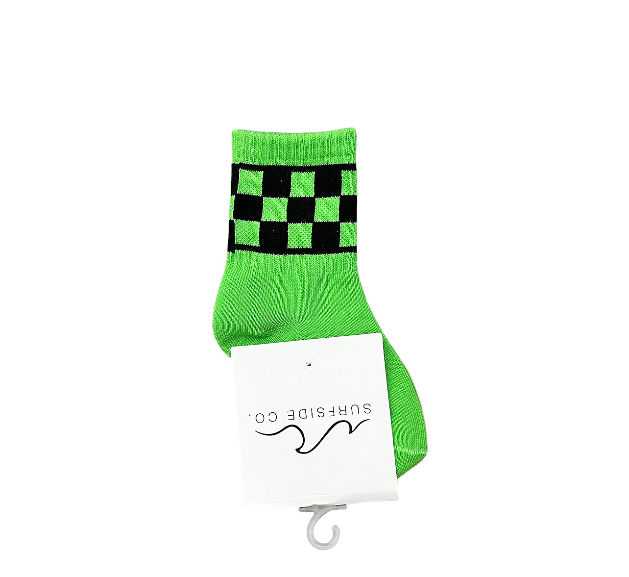 Neon Green Check Socks