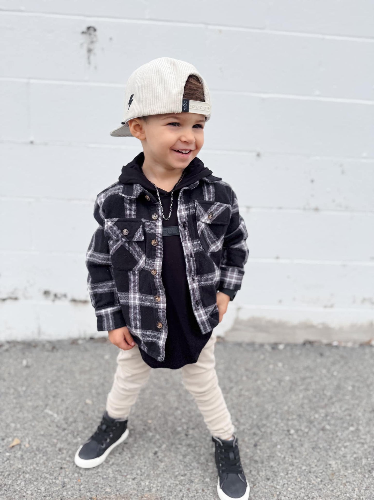 DOORBUSTER- Cream "Rad Little Dude' Corduroy Snap back