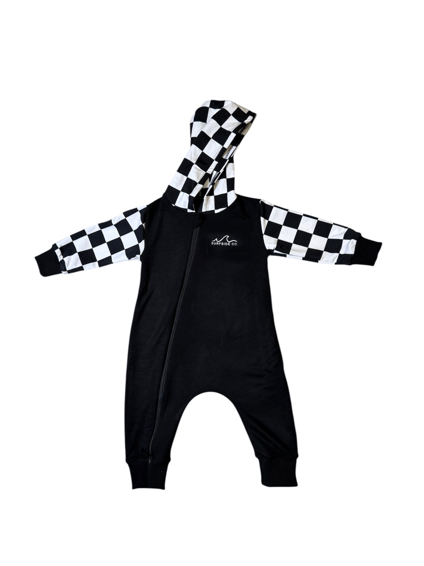 NEW! B/W Check Bamboo Sweater Romper