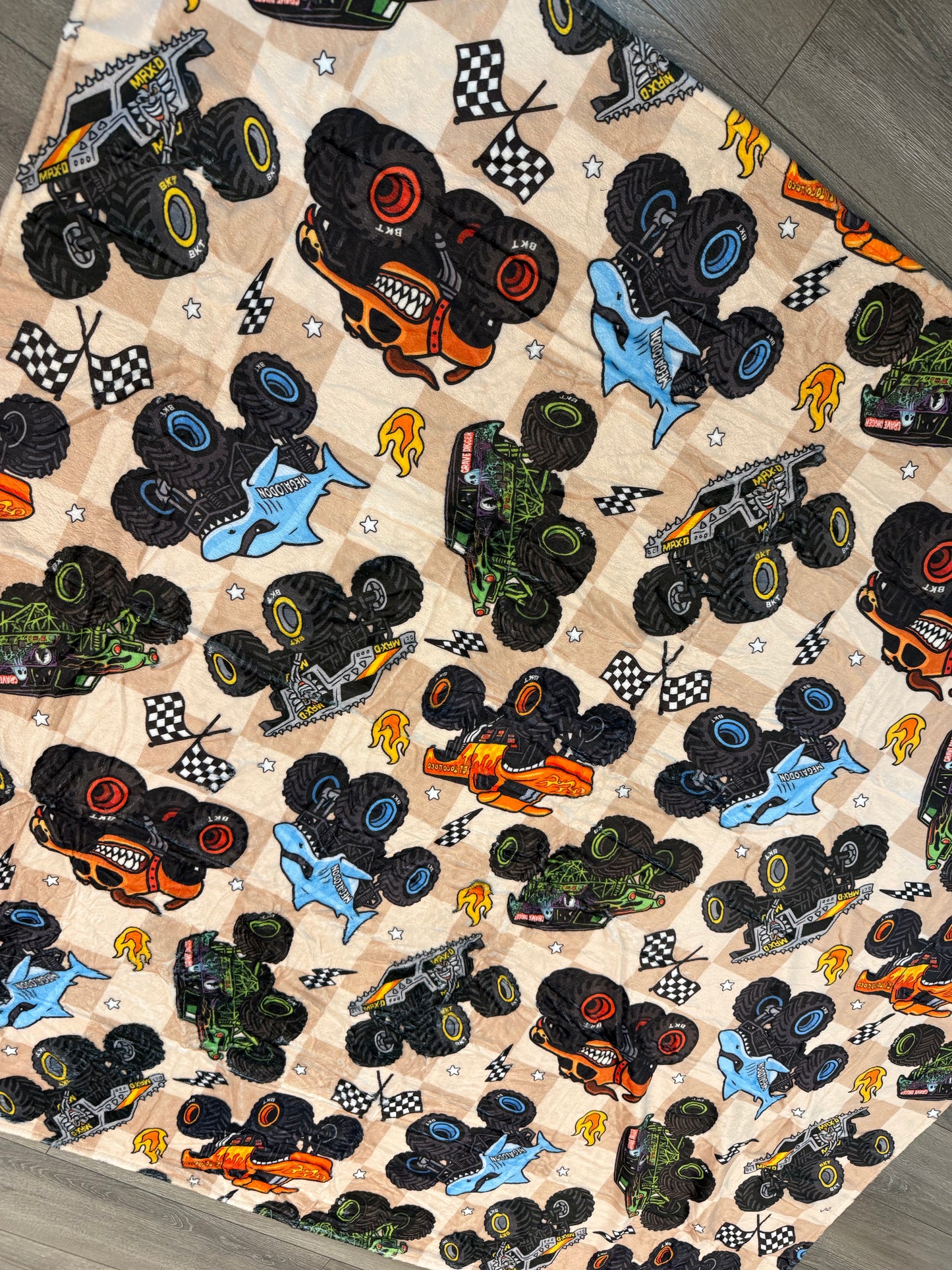 NEW! Tan Monster Jam Blanket