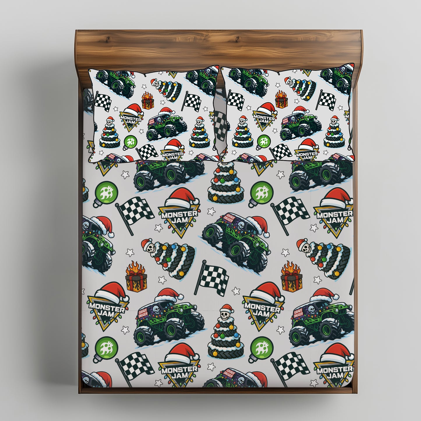 NEW! BEDDING- CHRISTMAS MONSTER JAM SHEETS