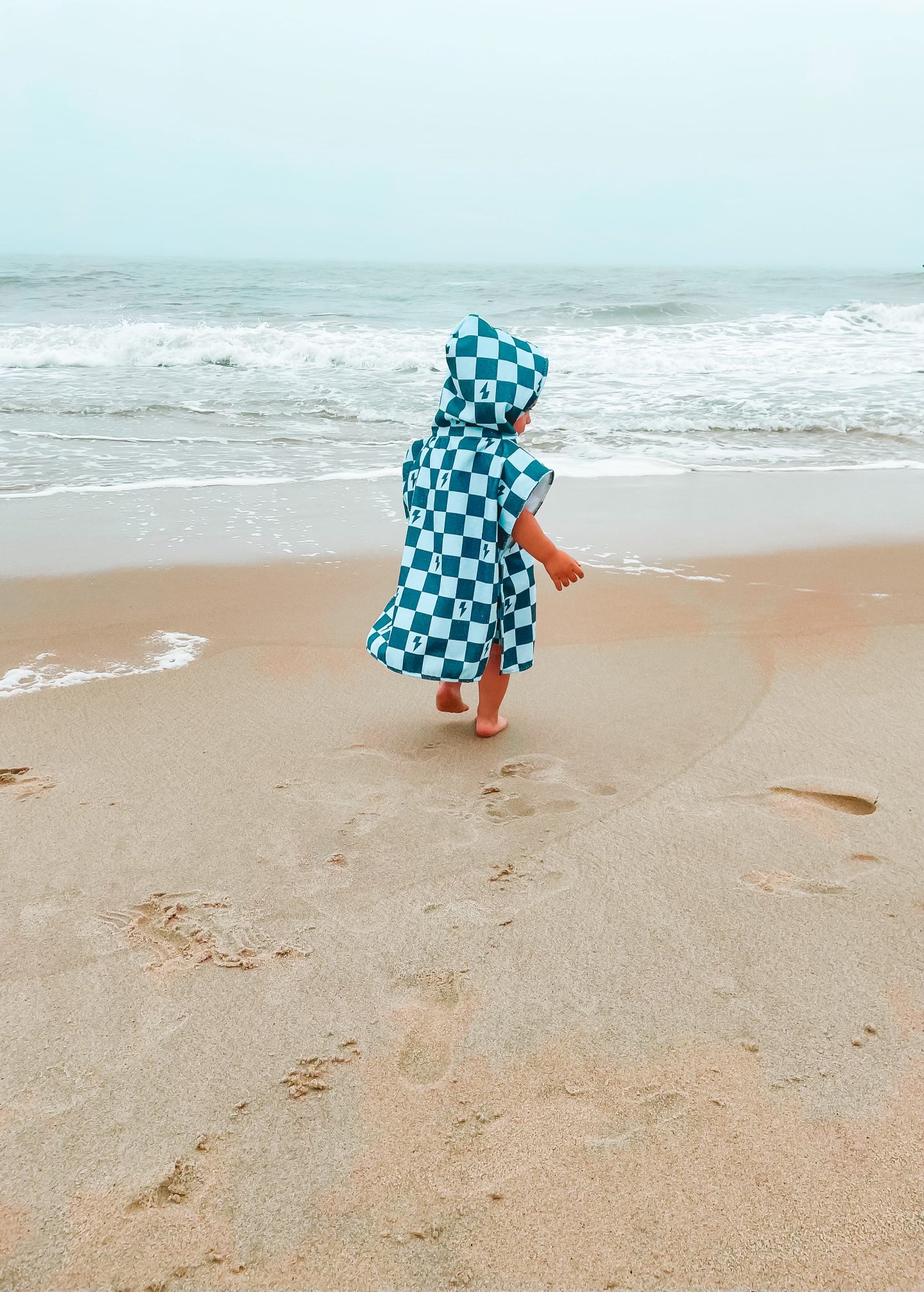 Blue Checker Bolt Hooded Towel/ Poncho