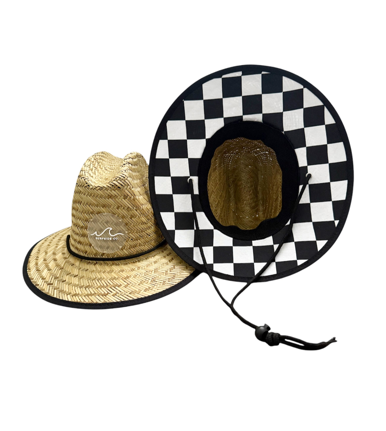 NEW! B/W Checks Straw Hat