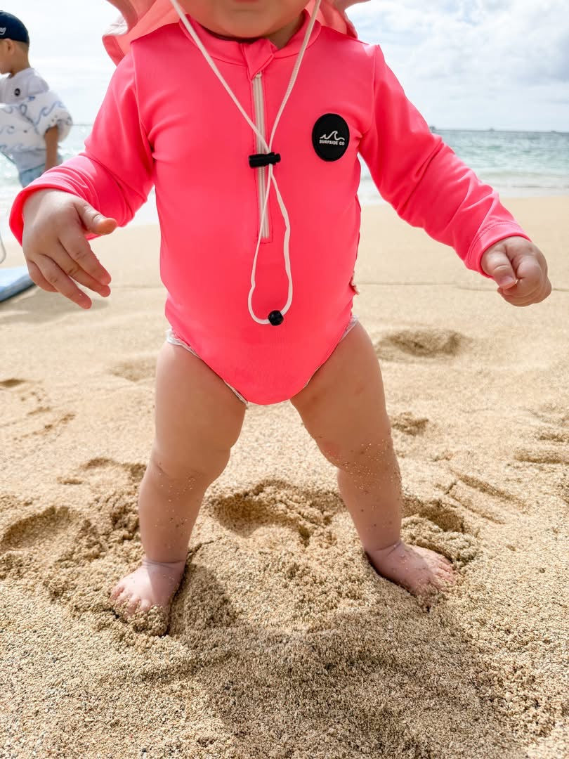 NEW! Neon Pink Girl Swim Romper