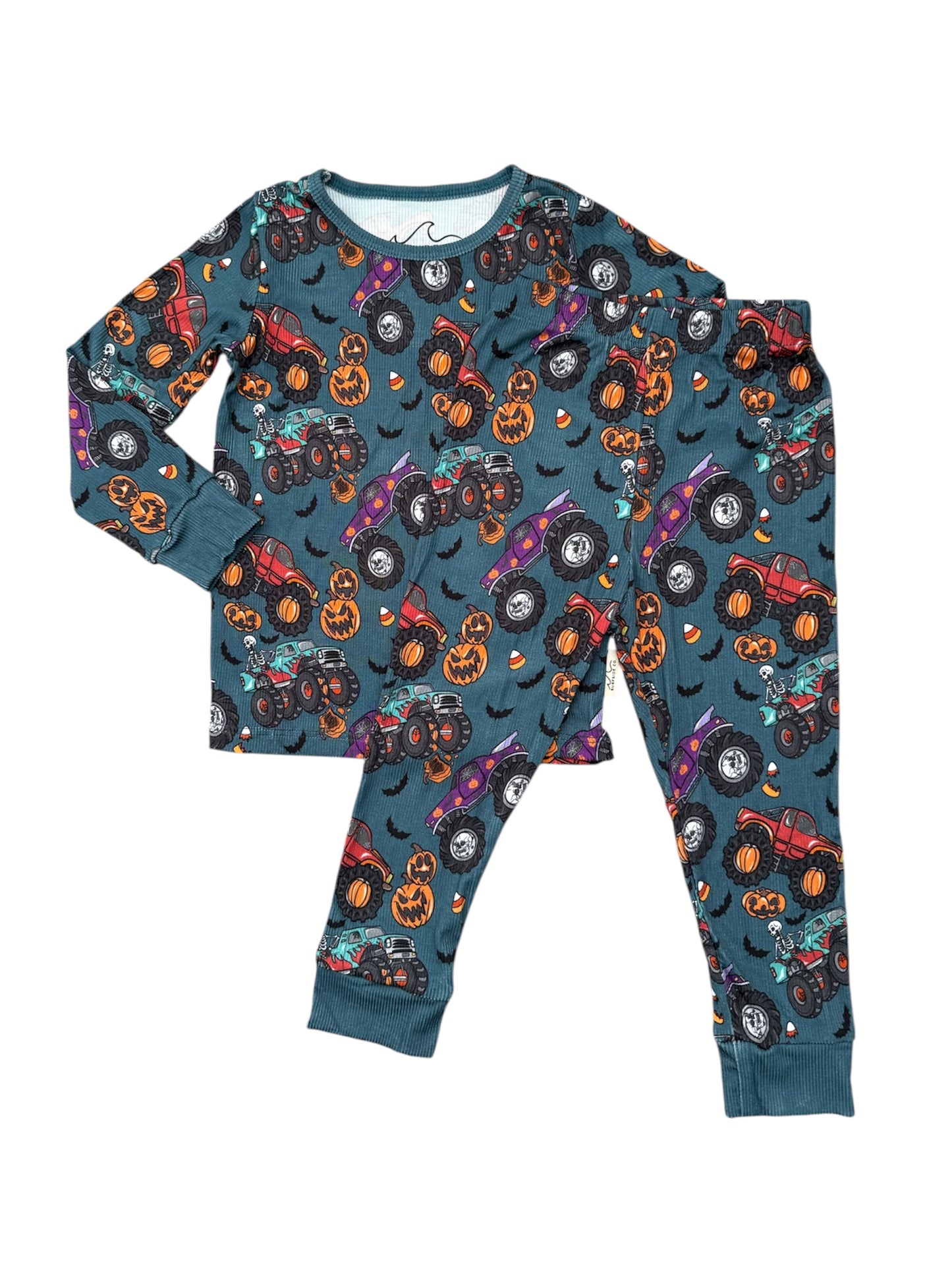 NEW! Halloween Monster Trucks Ribbed Bamboo PJ