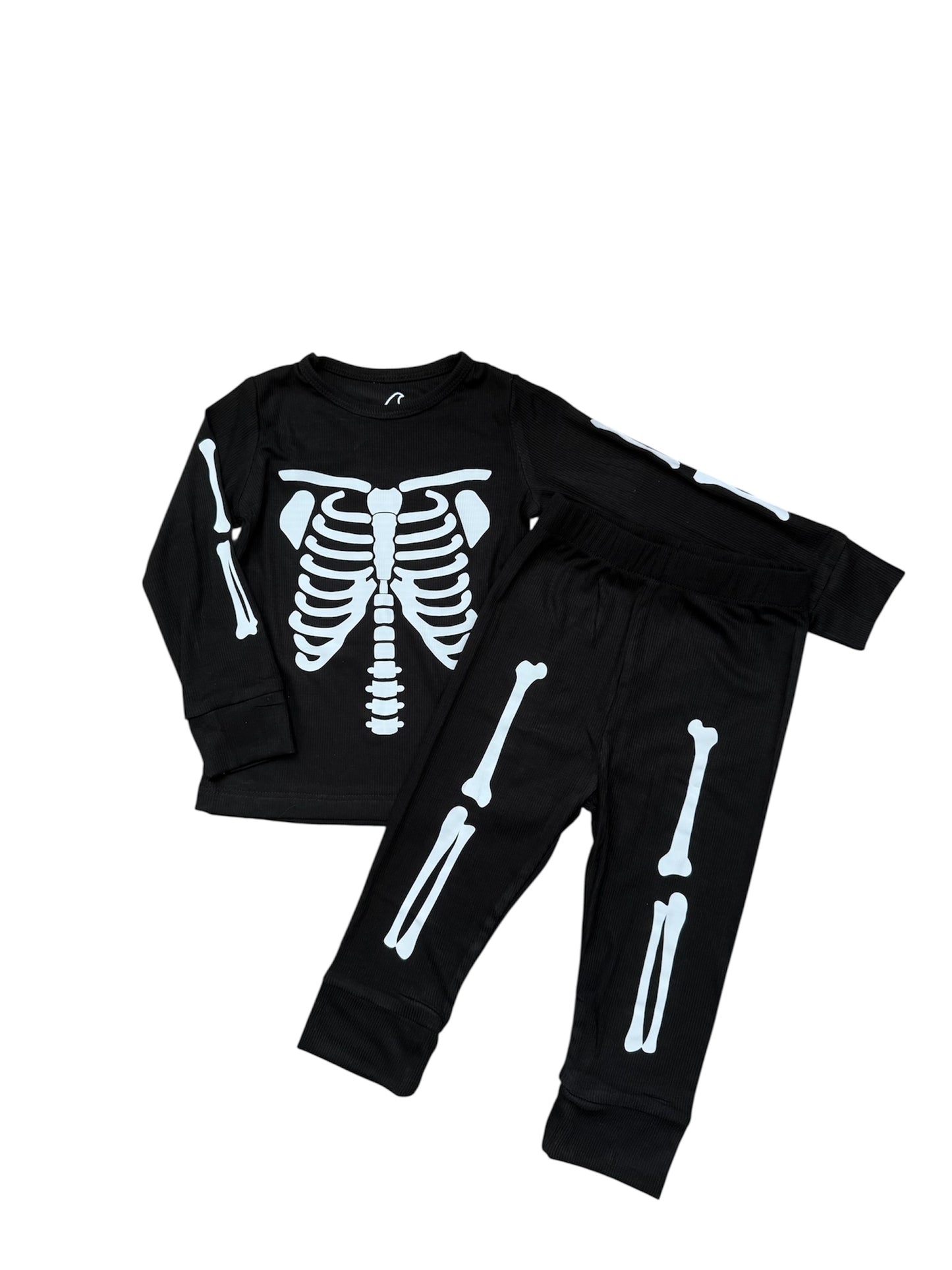 NEW! Black Skelly Ribbed Bamboo PJ