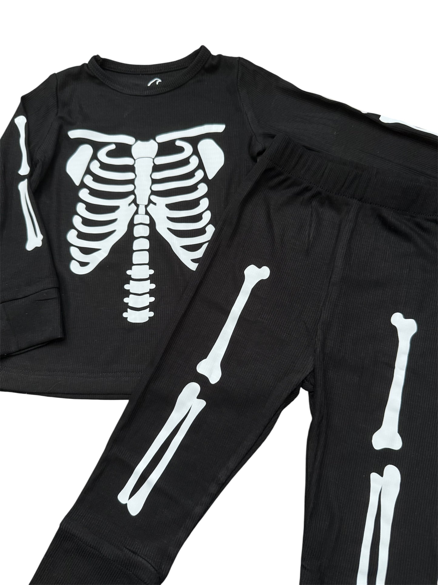 NEW! Black Skelly Ribbed Bamboo PJ