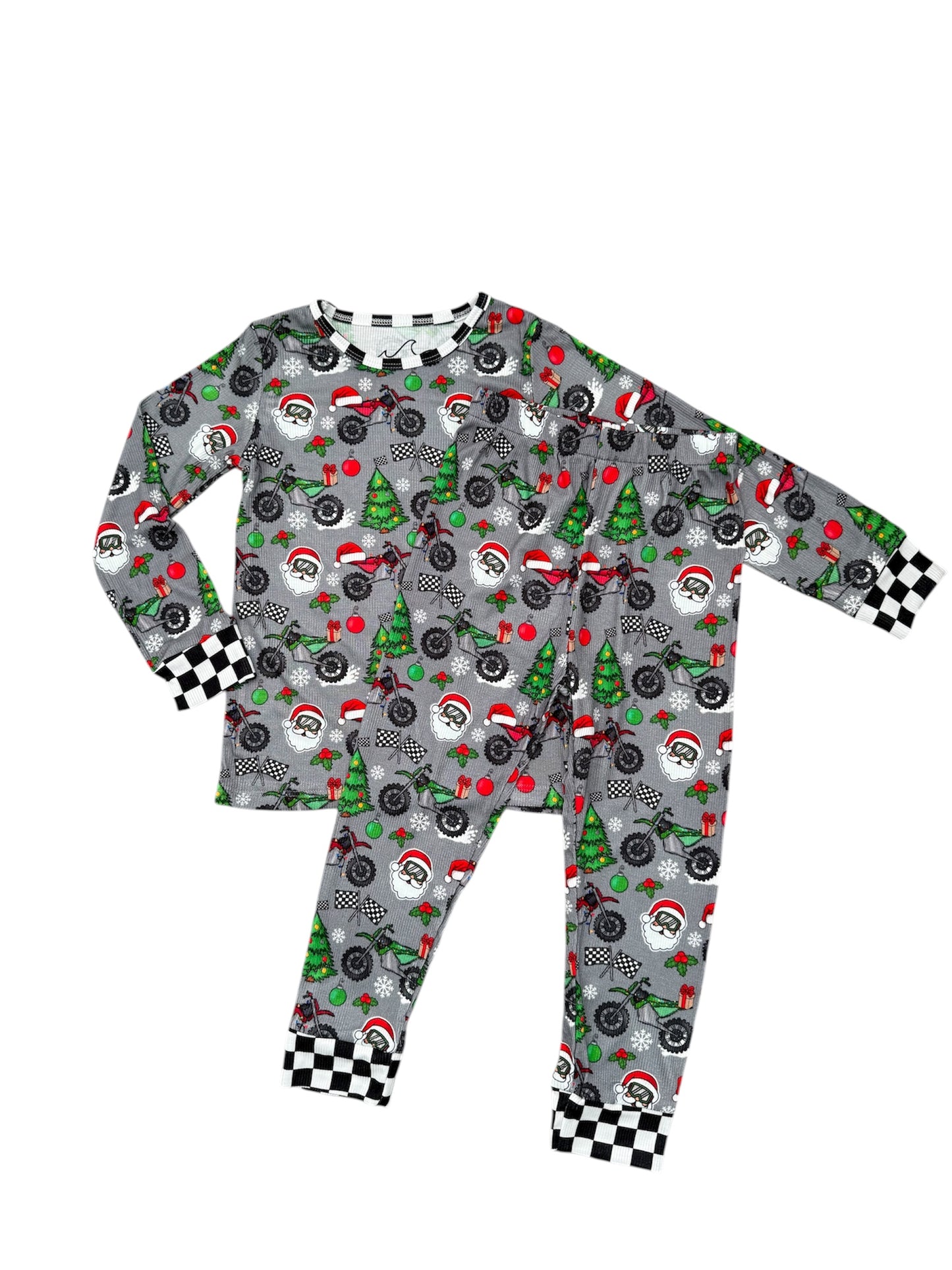 NEW! Christmas Dirt Bike Bamboo Rib Pajamas