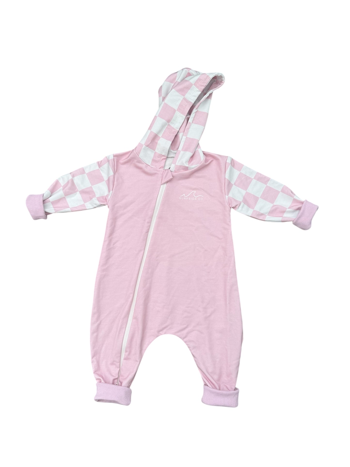 NEW! Pink Check Bamboo Sweater Romper