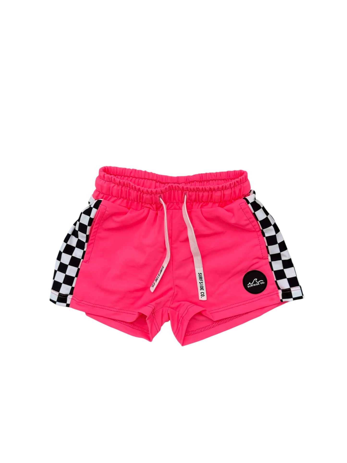 NEW! Neon Pink Checkered Hybrid Swim