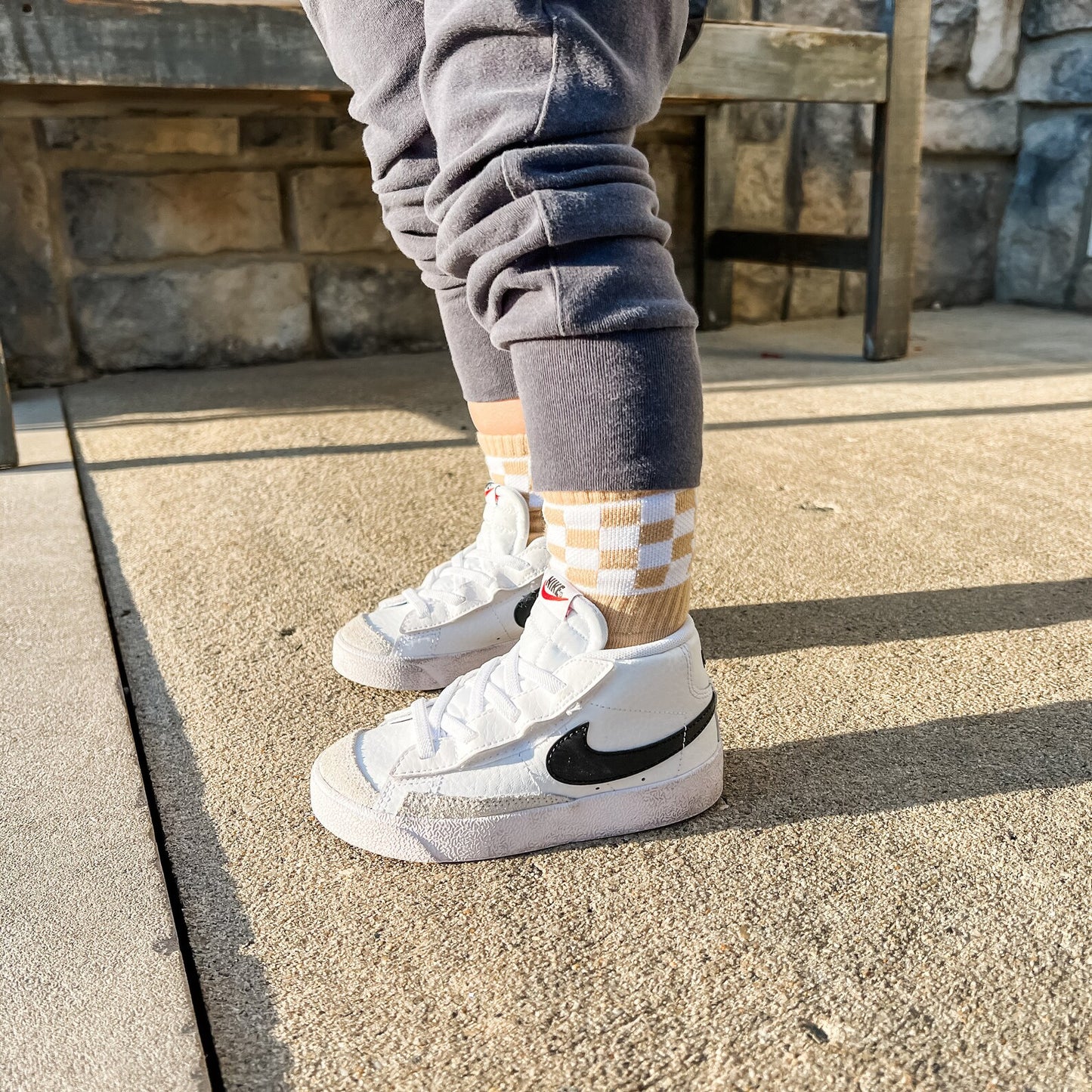 Tan Checkerboard Socks