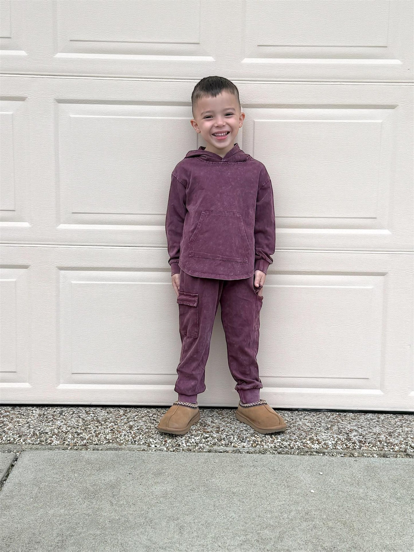 NEW! Burgundy Acid Wash Cargo Daywear