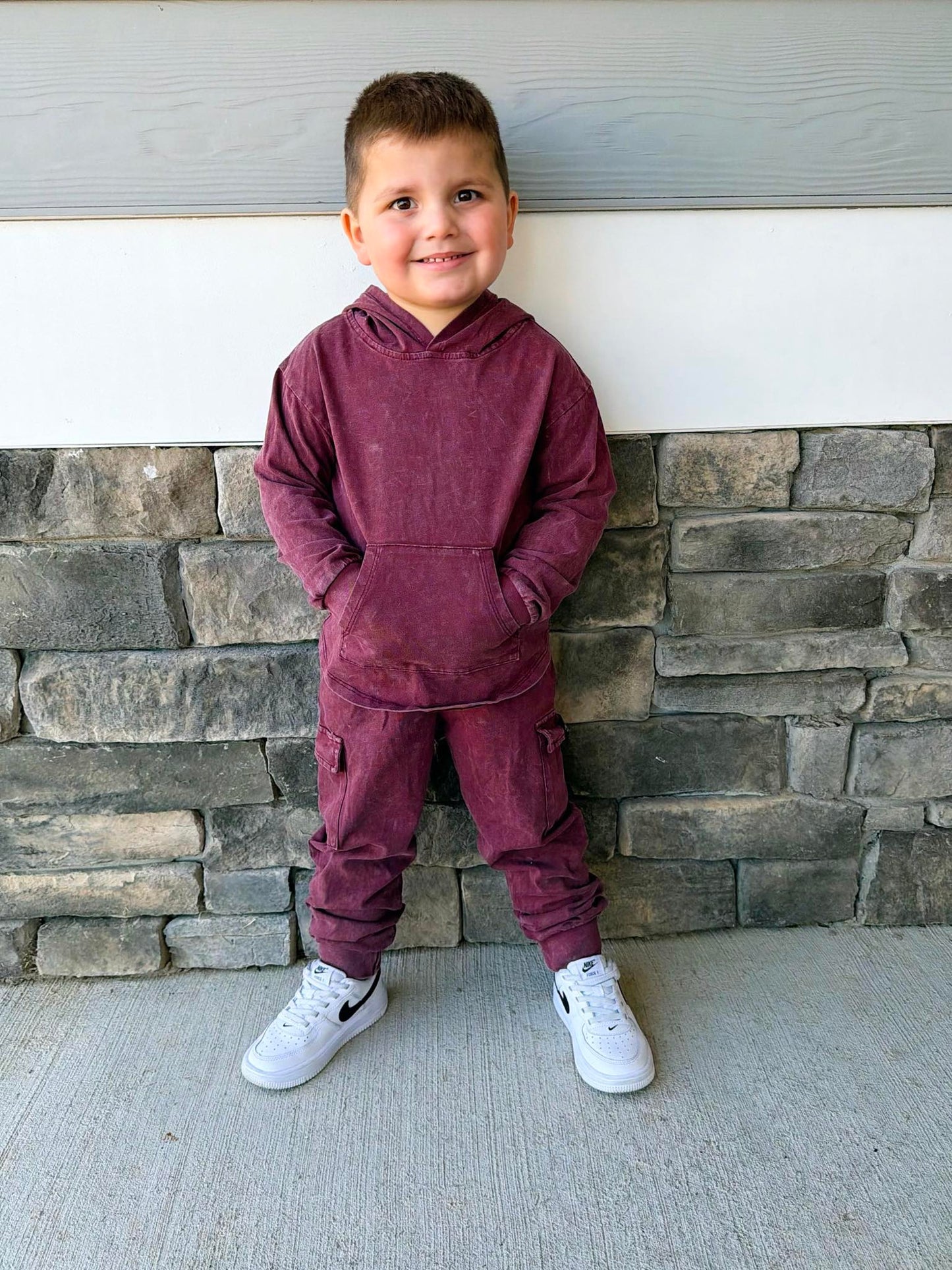 NEW! Burgundy Acid Wash Cargo Daywear