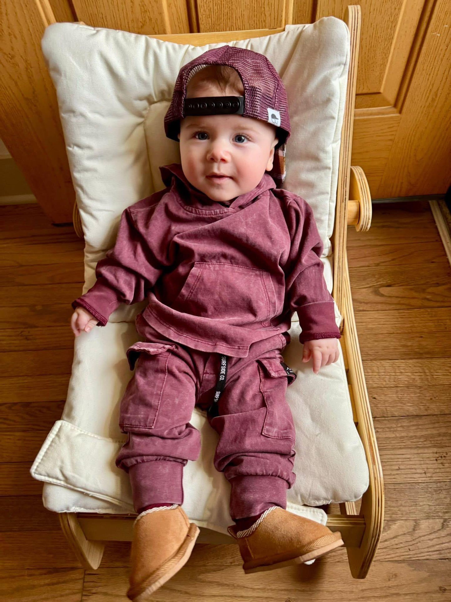 NEW! Burgundy Acid Wash Cargo Daywear