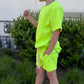 Neon Yellow Waffle Lounge Set