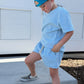 Light Blue Waffle Lounge Set