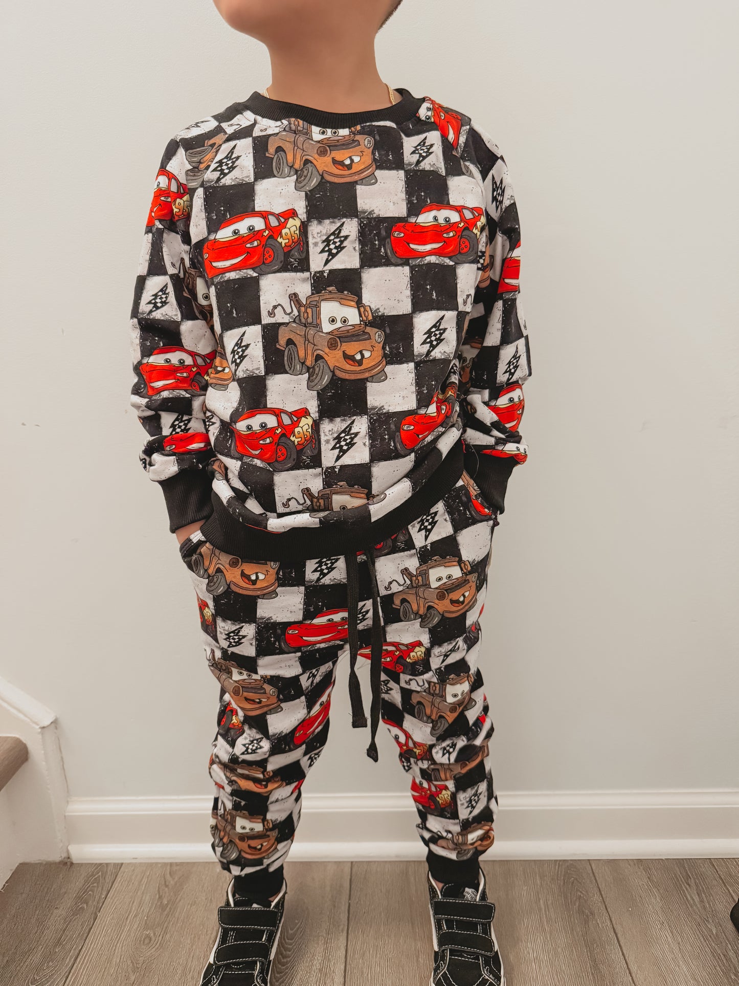NEW! Checkered Cars Daywear Jogger Set