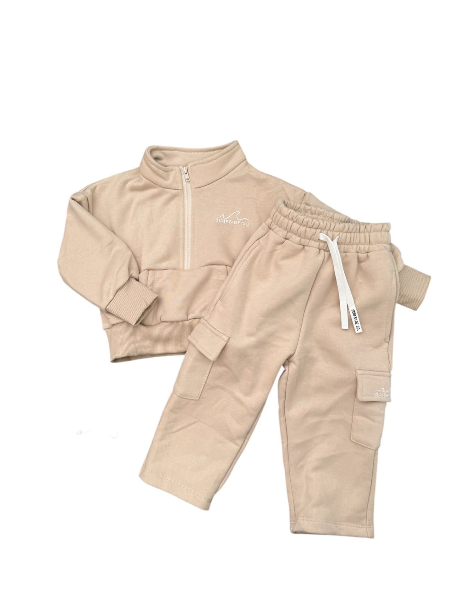 NEW! Tan Straight Leg Cargo Jogger Set