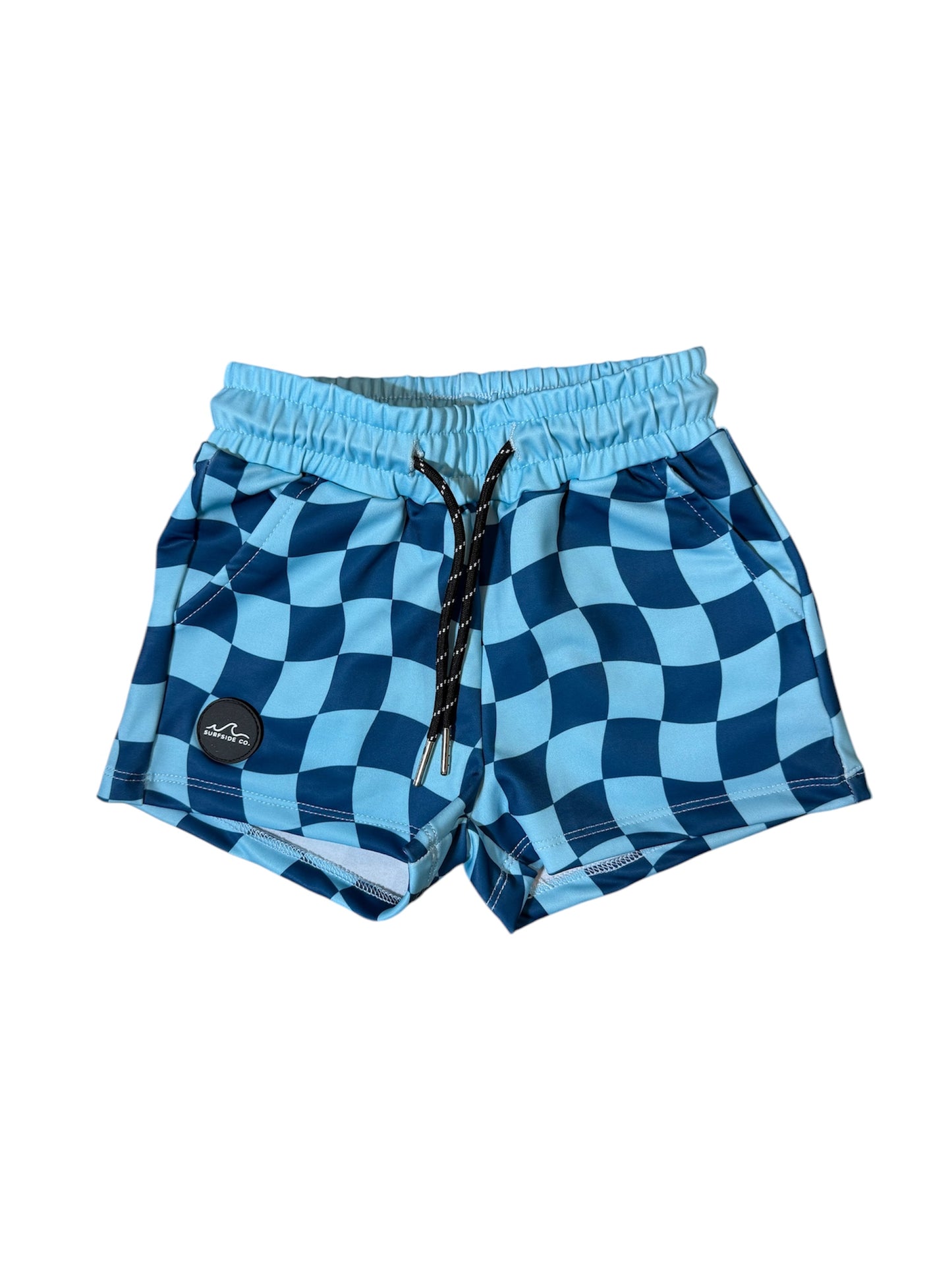 Blue Wavy Check Hybrid Swim