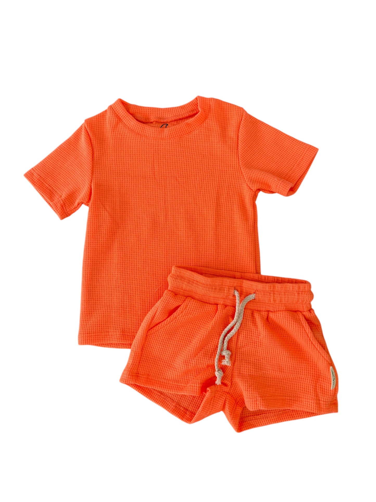 Neon Orange Waffle Lounge Set