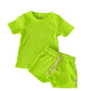 Neon Yellow Waffle Lounge Set