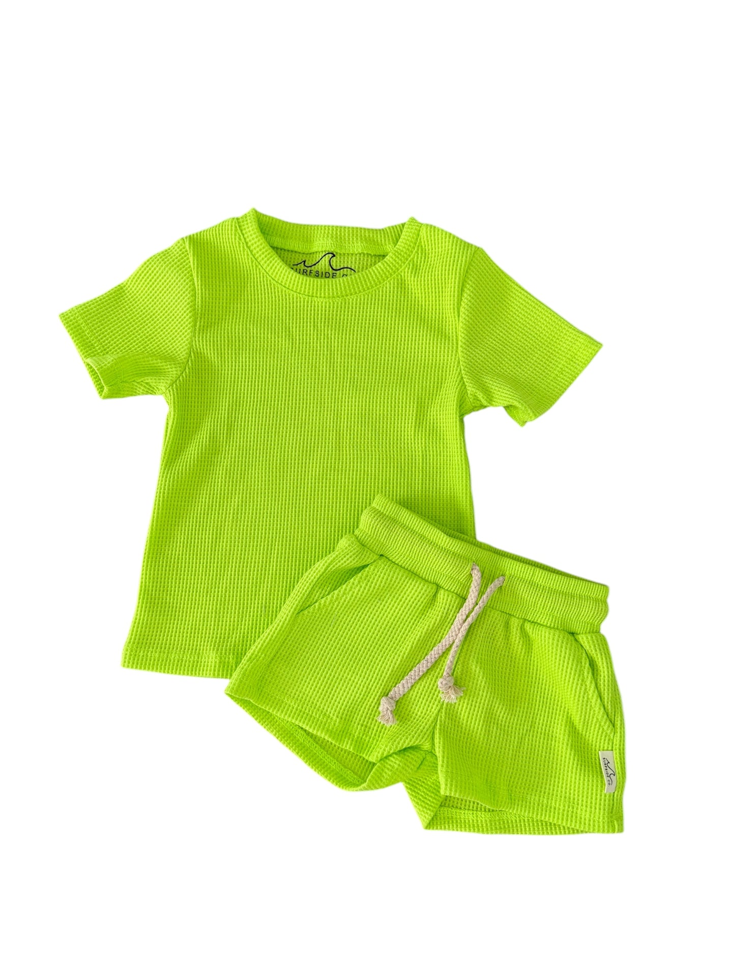 Neon Yellow Waffle Lounge Set