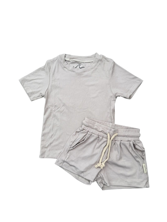 NEW! Gray Ribbed Bamboo Lounge Set