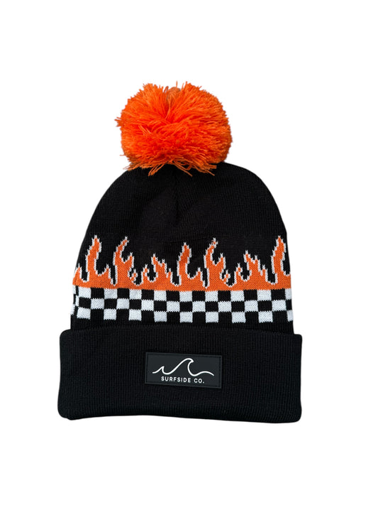 NEW! Flame Pom Beanie