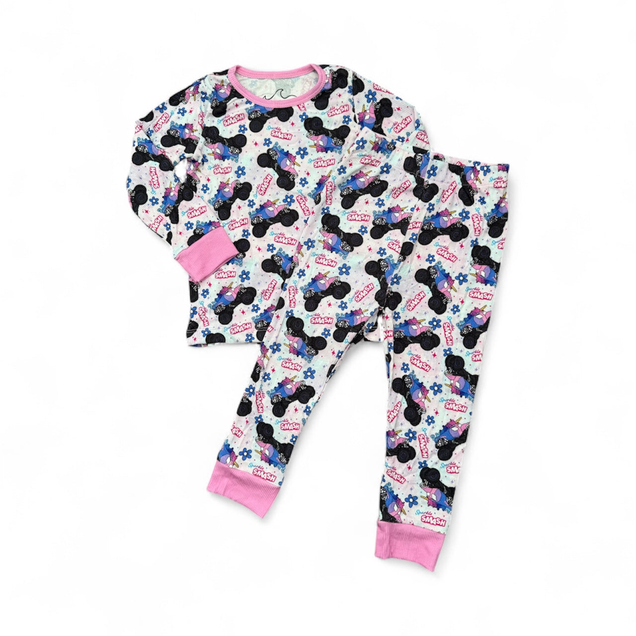 NEW! Sparkle Smash Ribbed Monster Jam Bamboo PJ