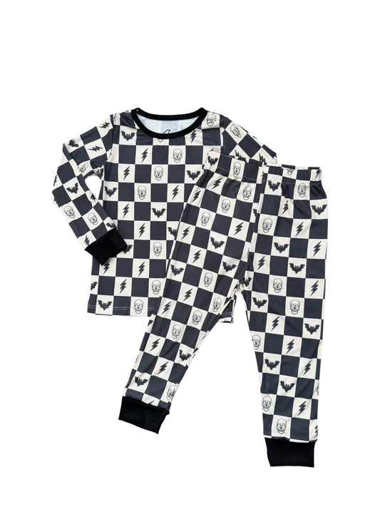NEW!  Spooky Checks   Ribbed Bamboo PJ
