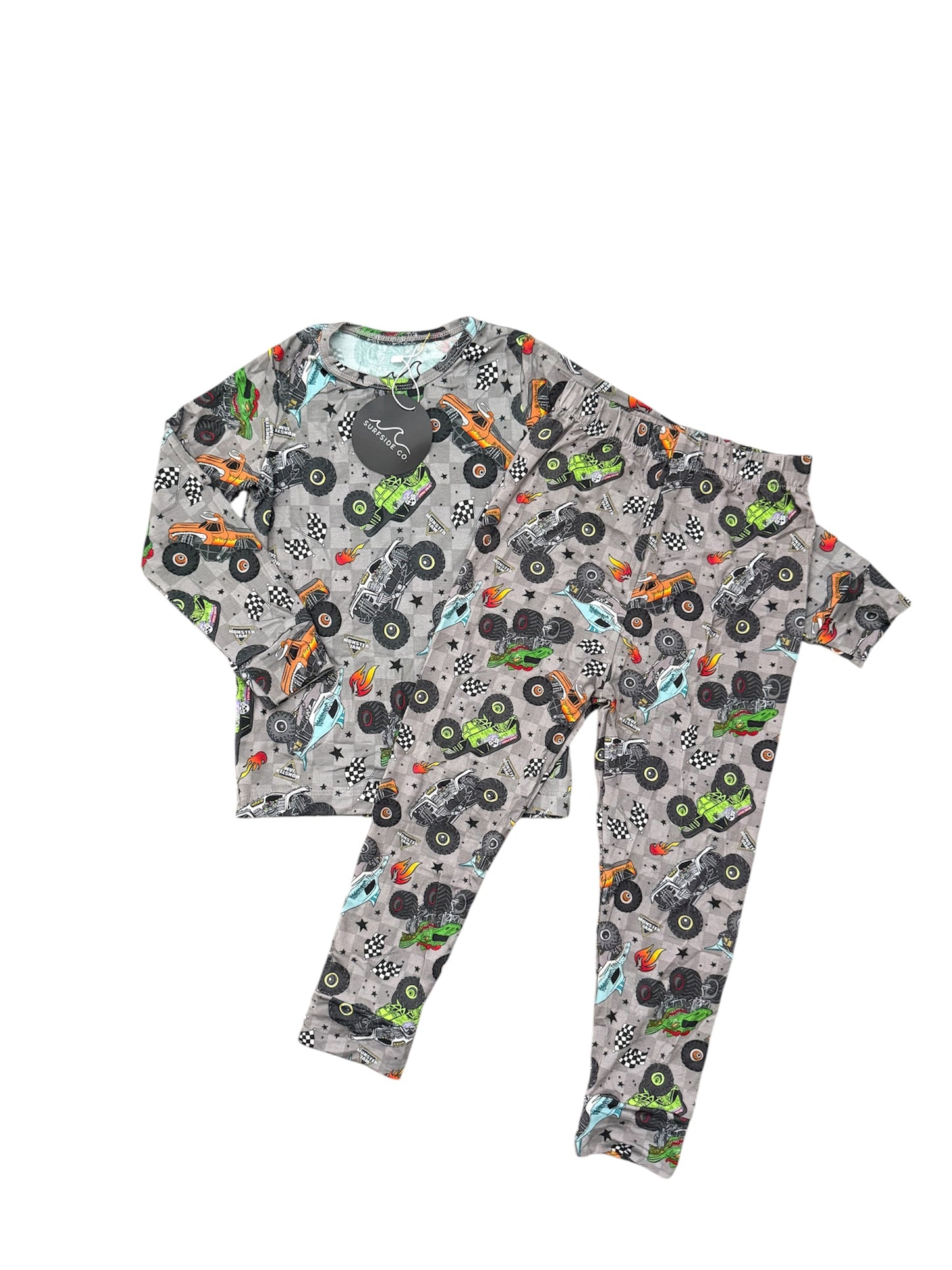 Checkered Monster Jam Long Sleeve Bamboo PJ