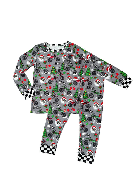 NEW! Christmas Dirt Bike Bamboo Rib Pajamas