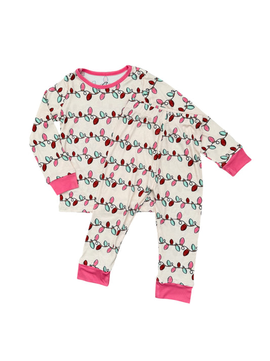 NEW! Pink Christmas Lights Bamboo Rib Pajamas