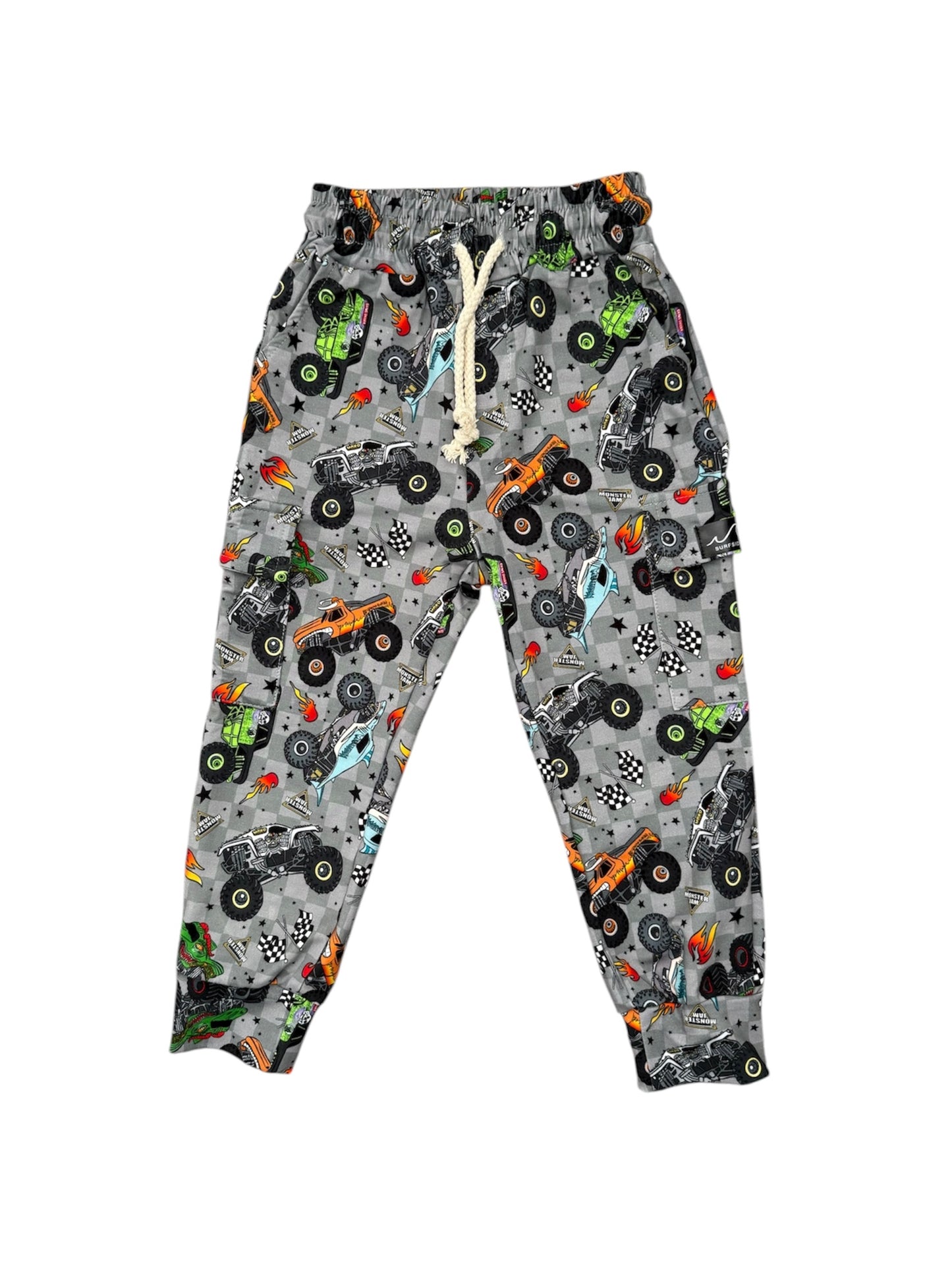 NEW! Checkered Monster Jam Cargo Jogger Sweatpants