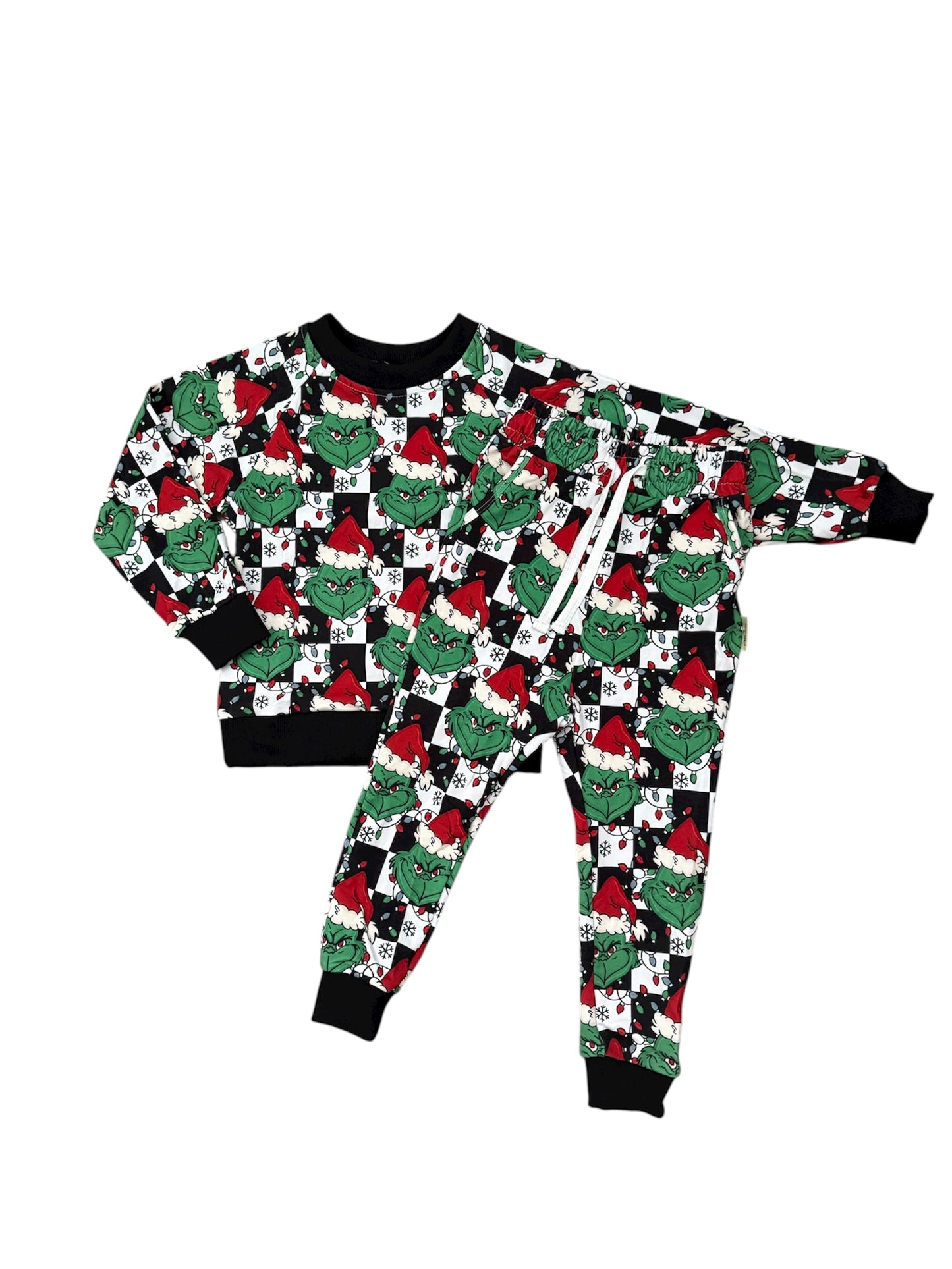 NEW! Checkered Grinch Jogger Set