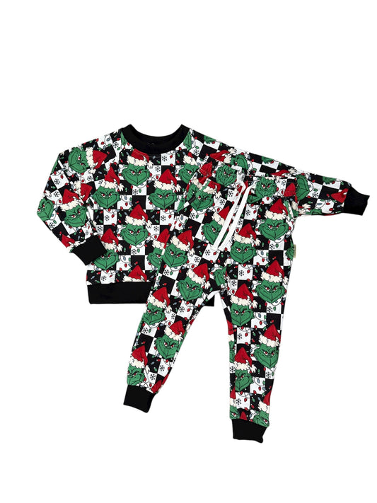 NEW! Checkered Grinch Jogger Set