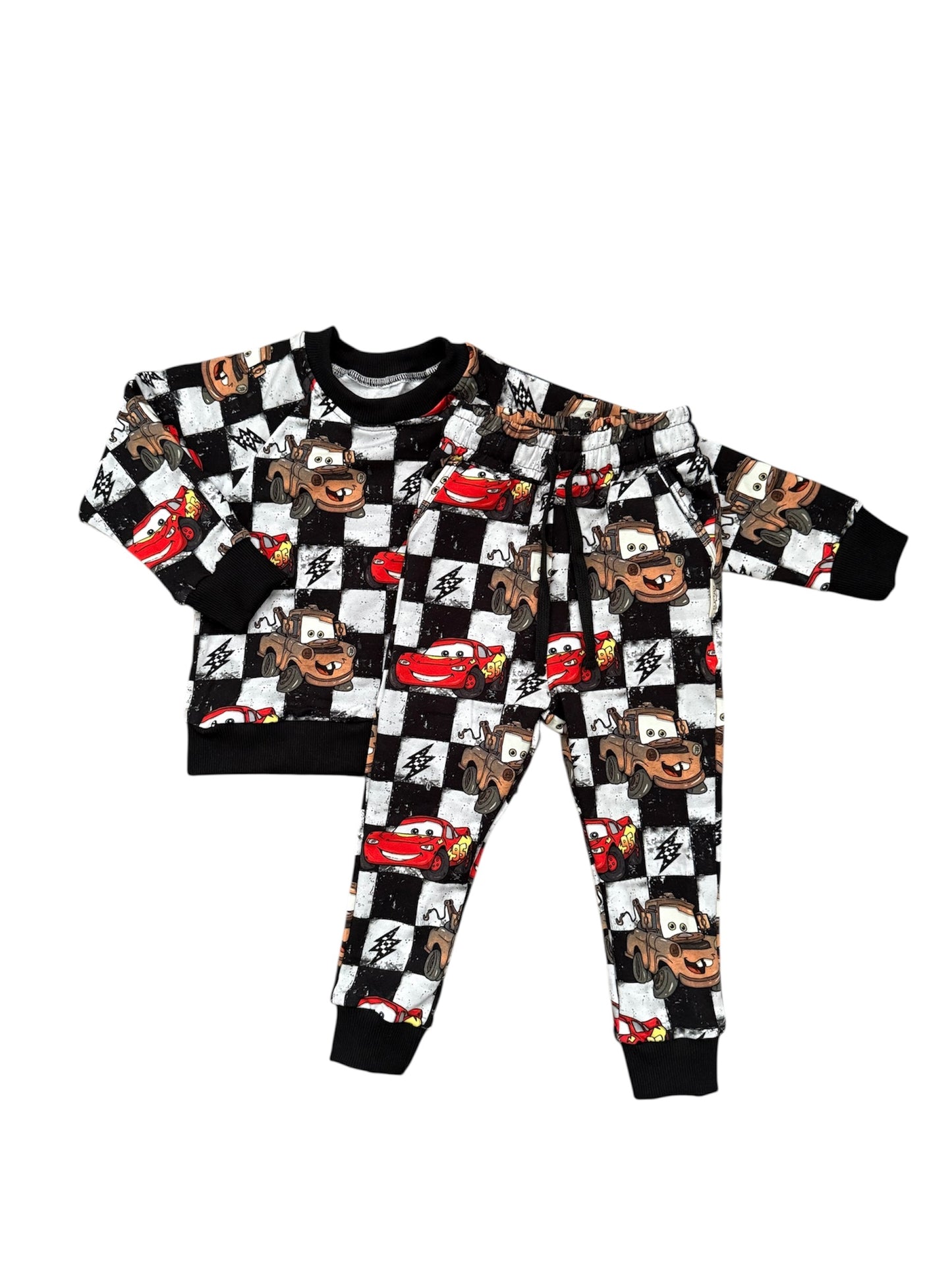 NEW! Checkered Cars Daywear Jogger Set