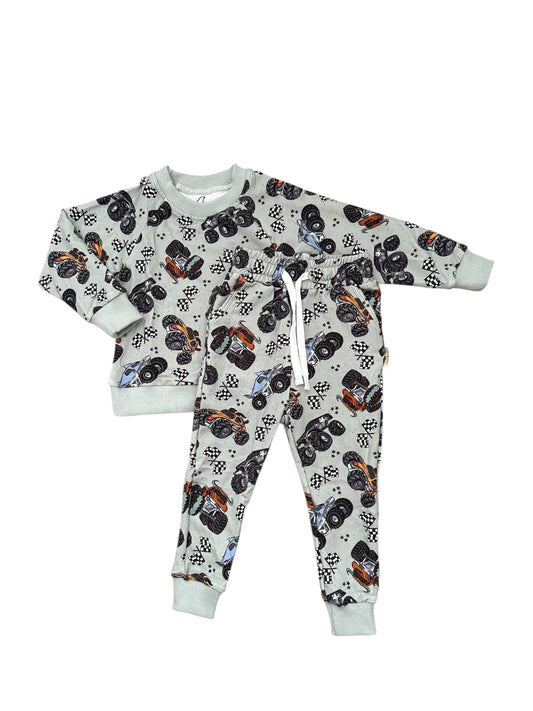 NEW! Olive Monster Jam Daywear Jogger Set