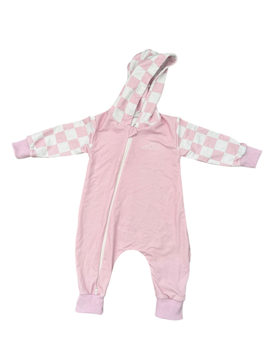 NEW! Pink Check Bamboo Sweater Romper