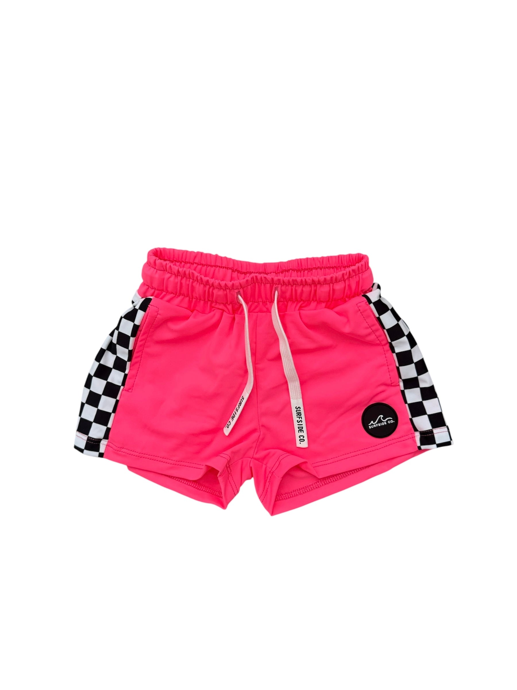 NEW! Neon Pink Checkered Hybrid Swim – surfsideco