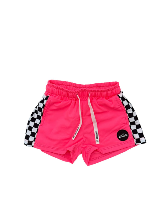 NEW! Neon Pink Checkered Hybrid Swim