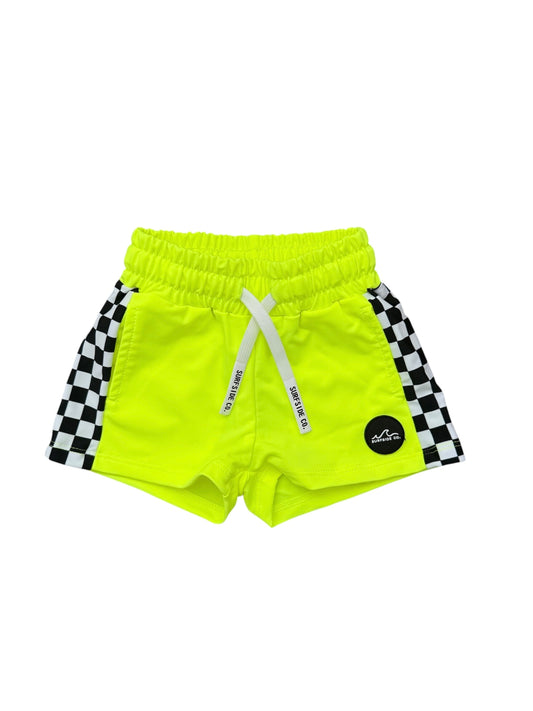 NEW! Neon Yellow Checkered Hybrid Swim