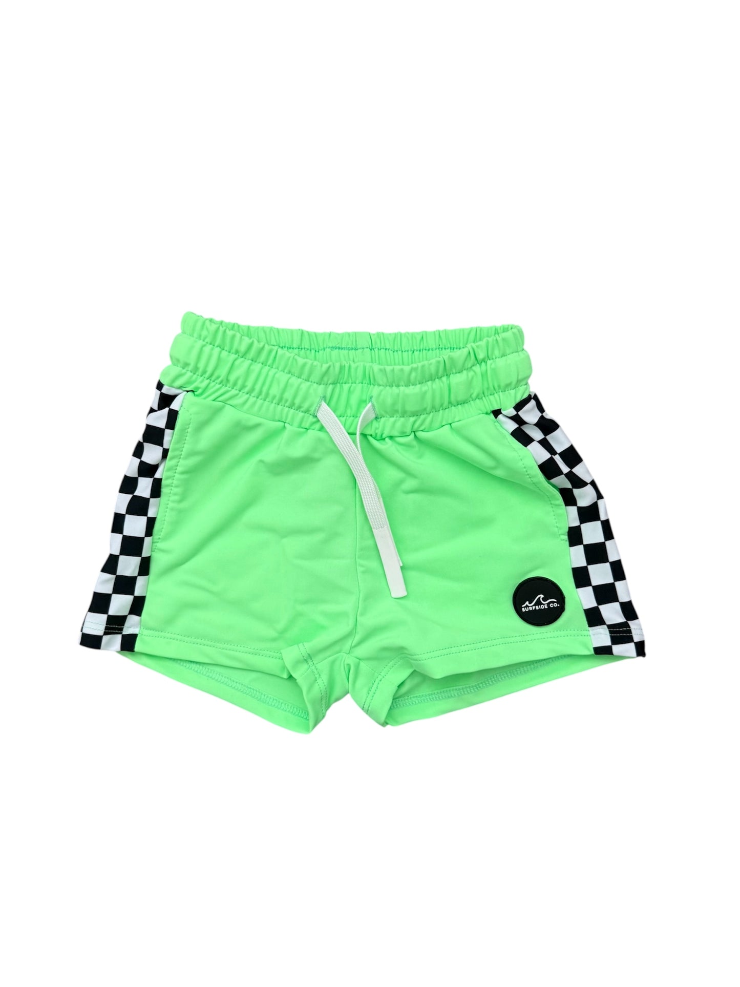 NEW! Neon Green Checkered Hybrid Swim