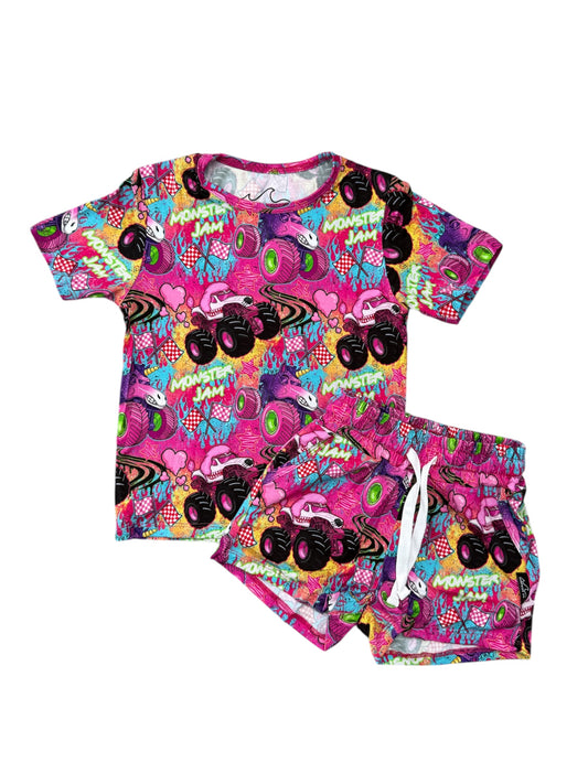 NEW! Neon Pink Monster Jam Bamboo Lounge Set