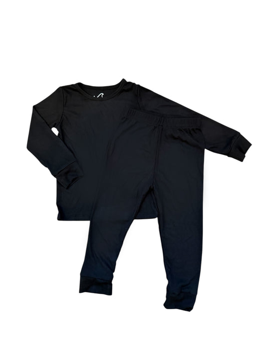 DOORBUSTER! - Black Ribbed Long Sleeve Bamboo PJ