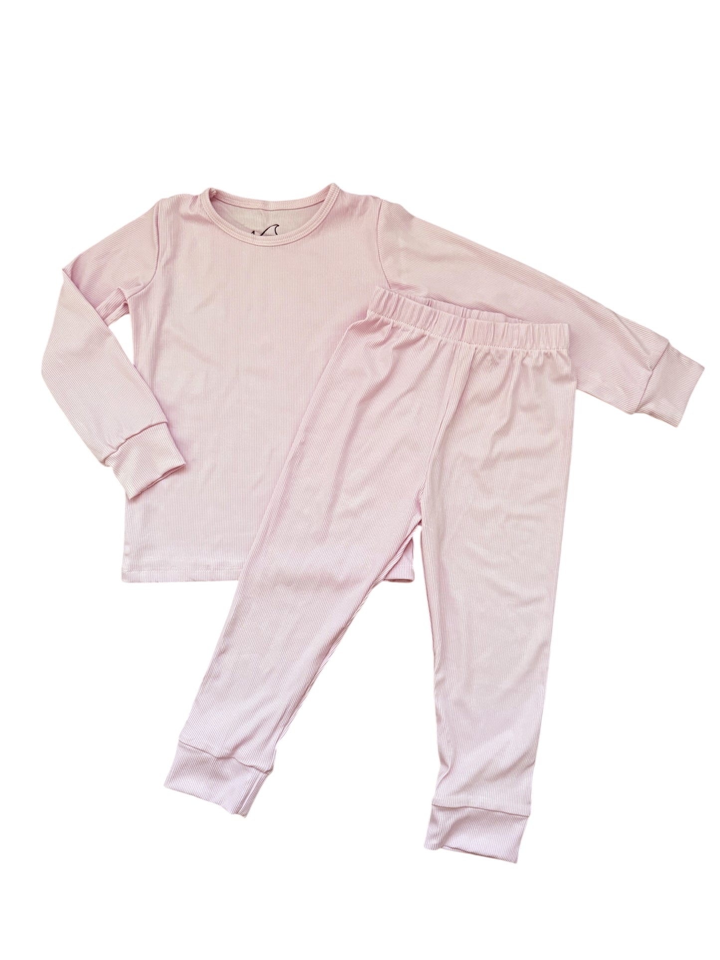 DOORBUSTER! - Blush Ribbed Long Sleeve Bamboo PJ